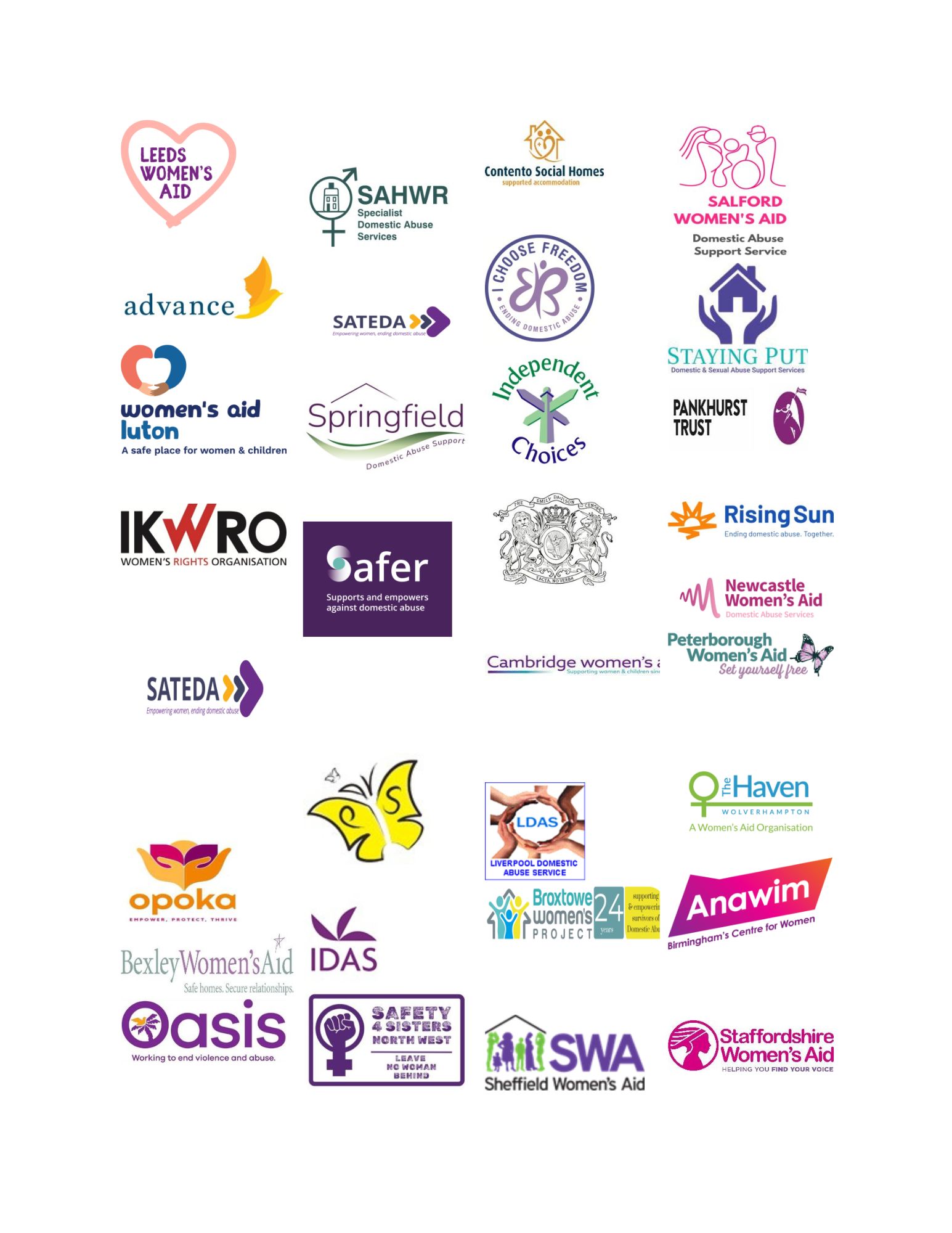 A page of logos of signaturies to the letter