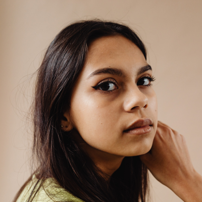 woman looking straight at camera