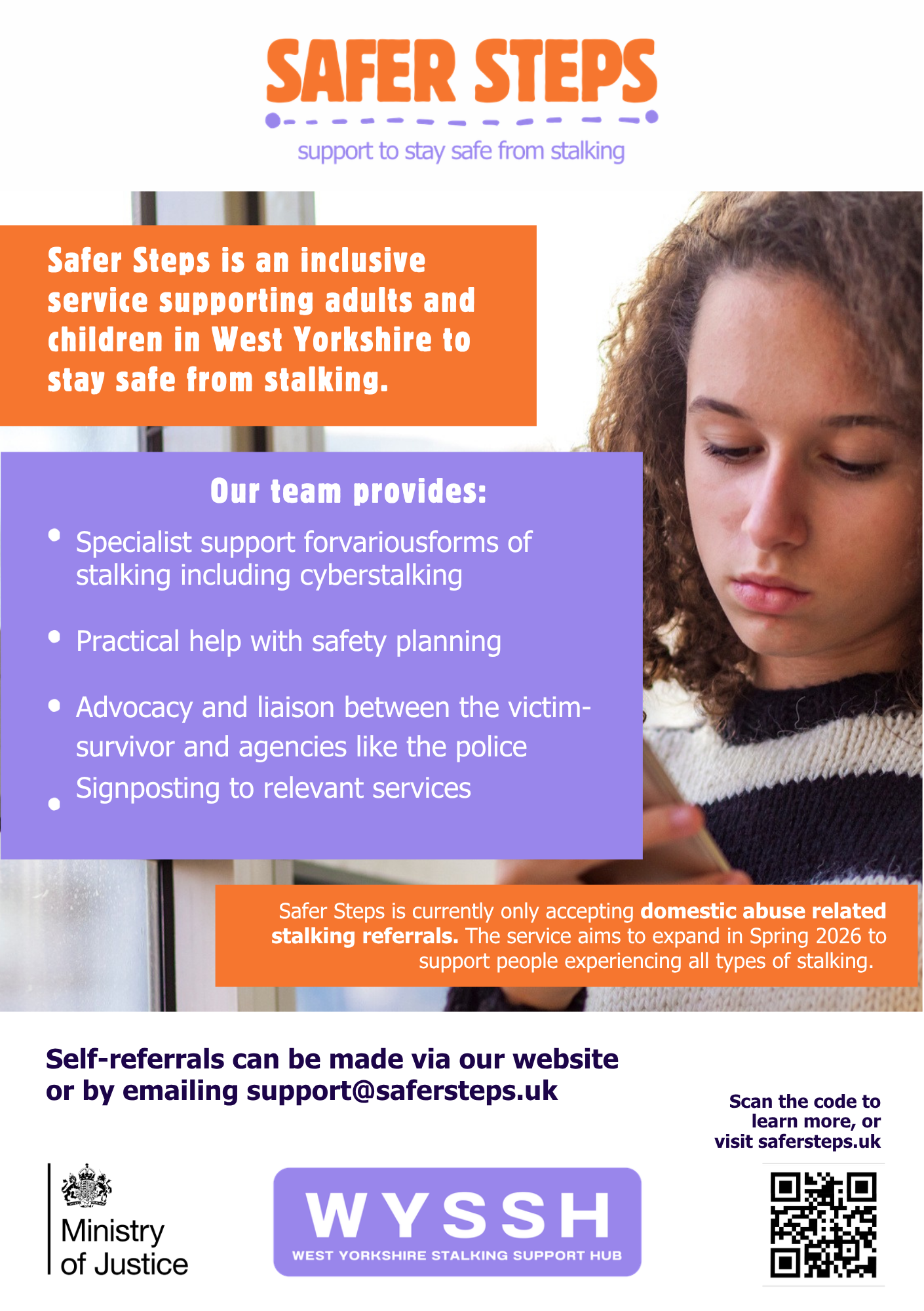 Safer Steps flyer regarding the service