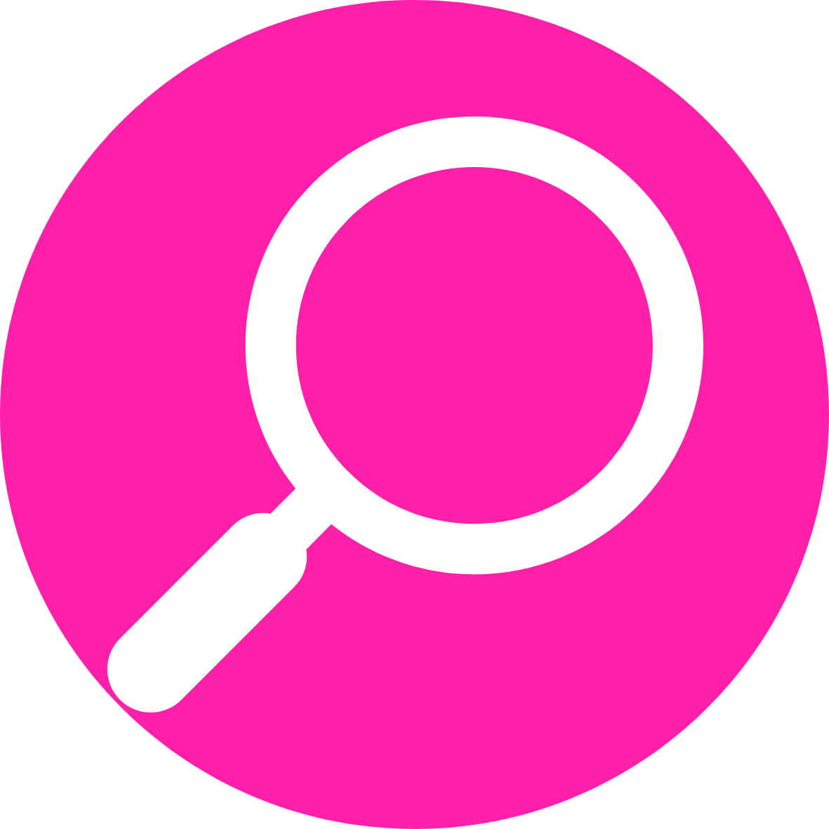 Pink background with white magnifying glass