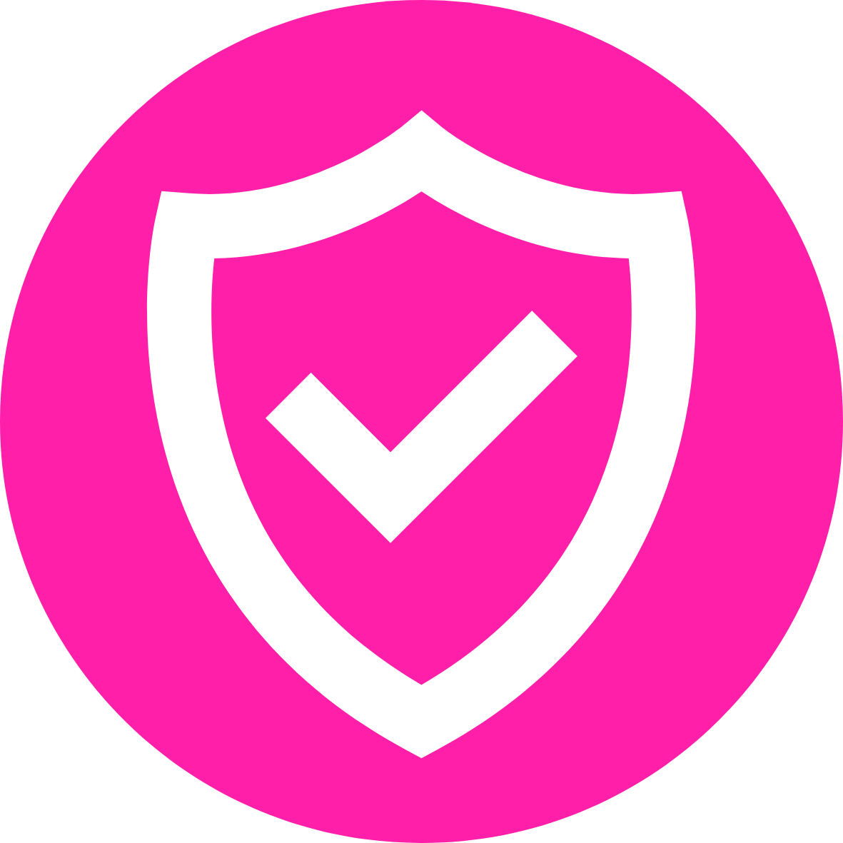 pink background with white shield